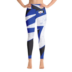 "Lynn Beauty-Face" Blue-Black-White Lightning Yoga / Workout Leggings