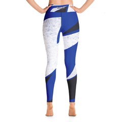 "Lynn Beauty-Face" Blue-Black-White Lightning Yoga / Workout Leggings