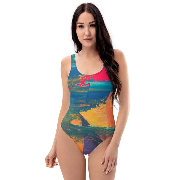 Abstract One-Piece Swimsuit