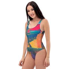 Abstract One-Piece Swimsuit