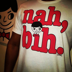 Luke "Nah, Bih." Men's White T-Shirt by Luke&Lynn Clothing 
