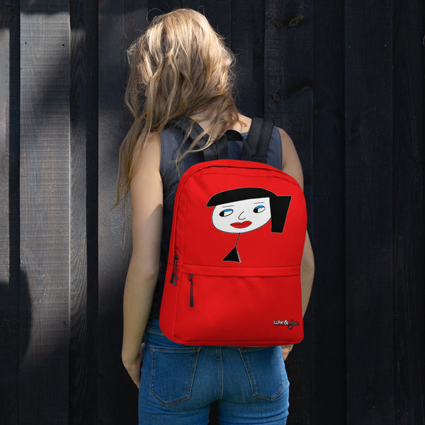 "Lynn Beauty Face" Red Backpack