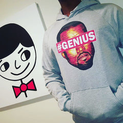 Kanye Pablo "Genius" Unisex Grey Hoodie by Luke&Lynn Clothing Disposable Income Clothing www.lukeandlynn.com