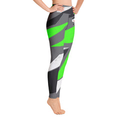 "Lynn Beauty-Face" Grey-Neon Green Lightning Yoga / Workout Leggings