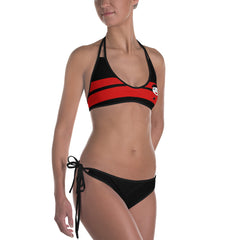 "Lynn Swim" Black/Red Stripe Bikini (Reversible) by Luke&Lynn Clothing www.lukeandlynn.com