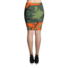 Orange Camouflage Pencil Skirt