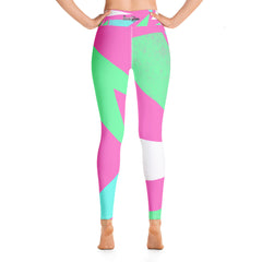 "Lynn Beauty-Face" Pink-Neon Green-Neon Blue Lightning Yoga / Workout Leggings