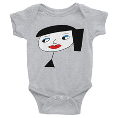 "Lynn Beauty-Face" Grey Infant Short Sleeve Onesie by Luke&Lynn Clothing www.lukeandlynn.com