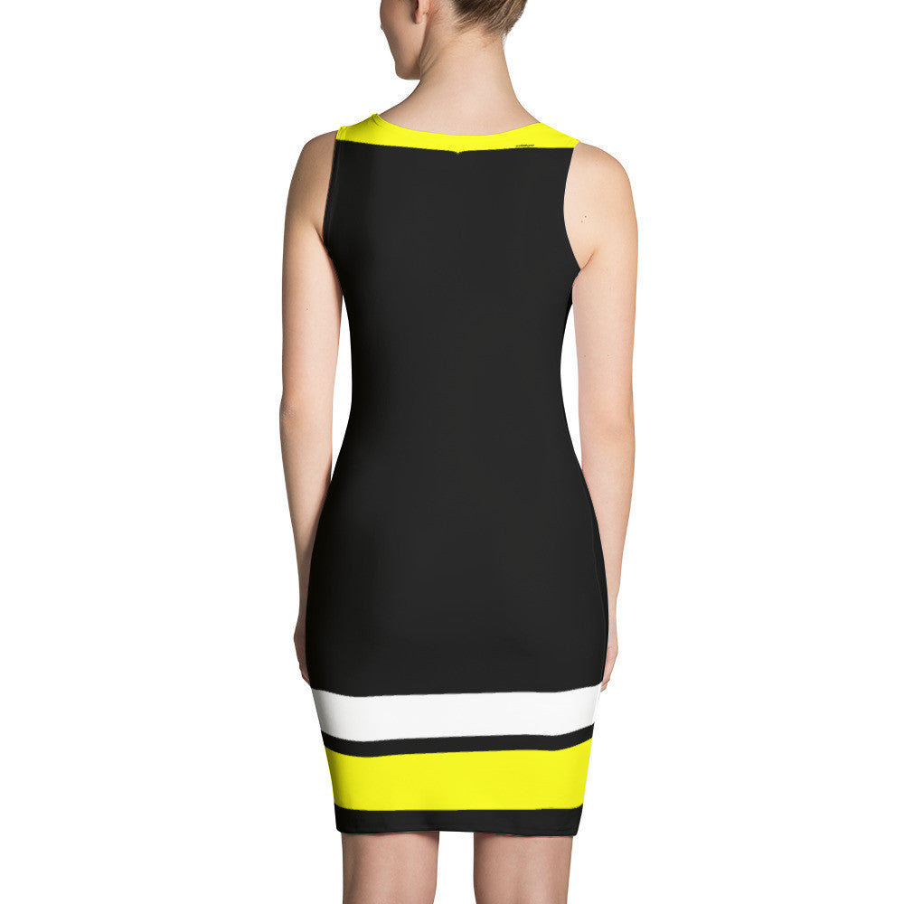 Black w/Yellow Spandex Dress S / Black w/Yellow and White Stripes Black w/Yellow Spandex Dress S / Black w/Yellow and White Stripes