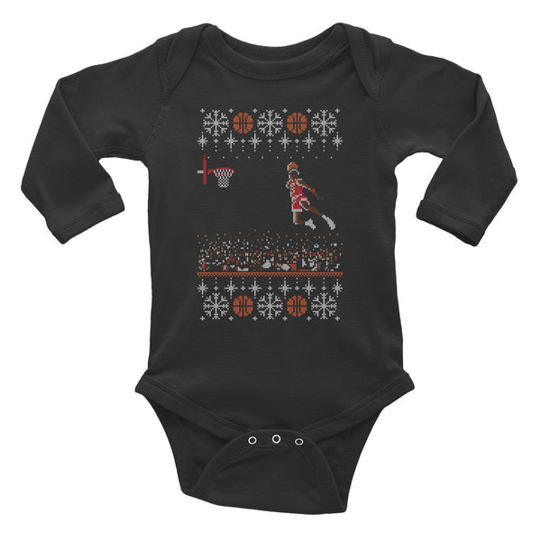 Baby-Size "1988 Jordan Dunk Contest Ugly Sweater" Unisex Infant Long Sleeve Onesie