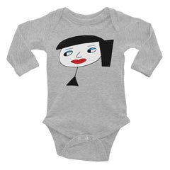 "Lynn Beauty-Face" Grey Infant Long Sleeve Onesie by Luke&Lynn Clothing www.lukeandlynn.com