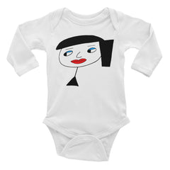 "Lynn Beauty-Face" White Infant Long Sleeve Onesie by Luke&Lynn Clothing www.lukeandlynn.com