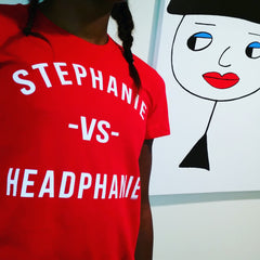 "Stephanie vs Headphanie" #RedLyfe Women's T-Shirt - White Letters by Luke&Lynn Clothing