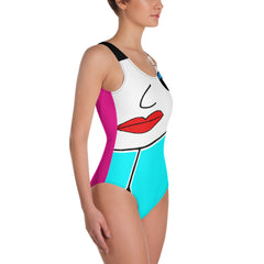 Lynn "Beauty-Face" One-Piece Blue/Fuchsia Swimsuit by Luke&Lynn Clothing www.lukeandlynn.com 